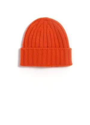 2x2 Rib Cashmere Cap | Orange