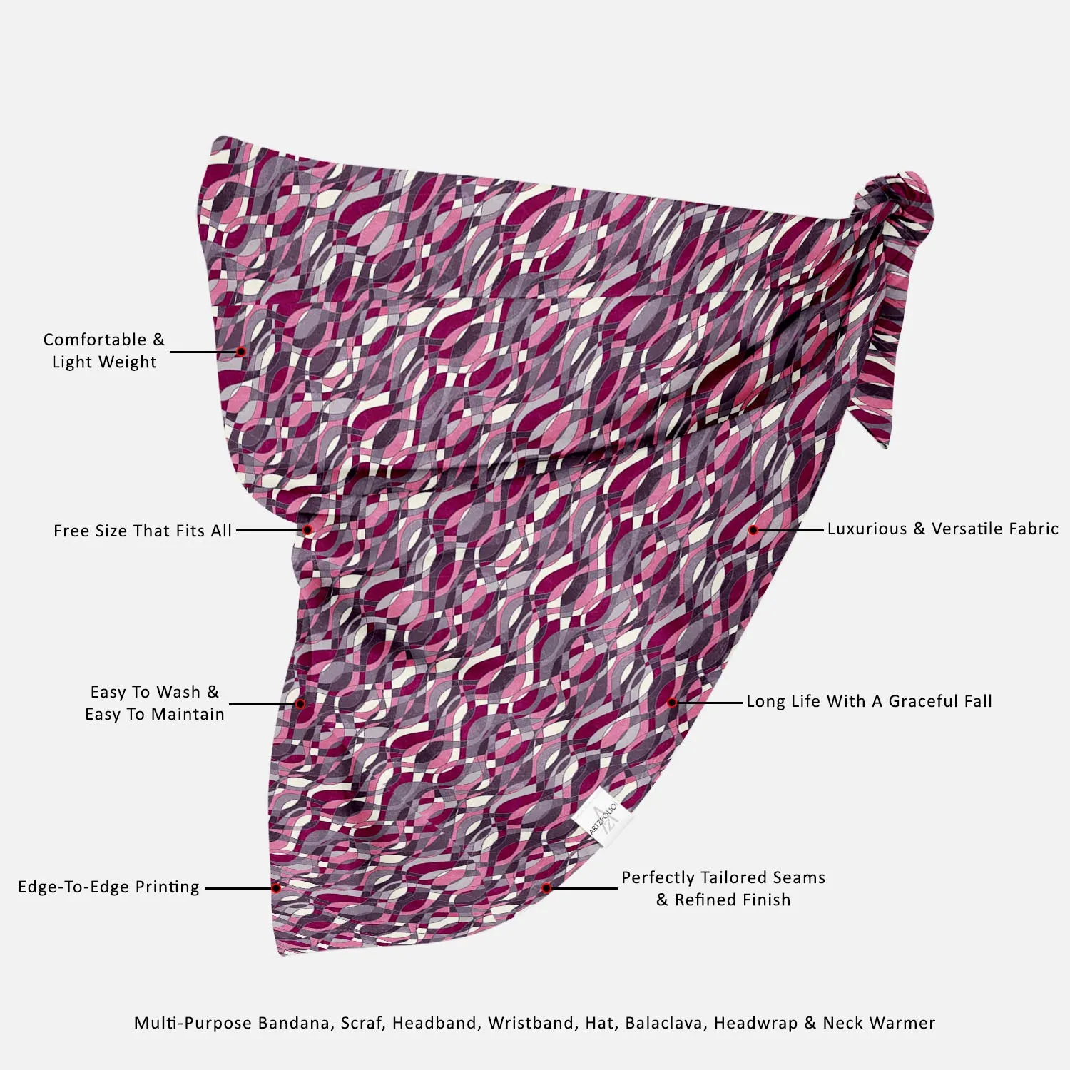 Abstract Grunge Art Printed Bandana | Headband Headwear Wristband Balaclava | Unisex | Soft Poly Fabric