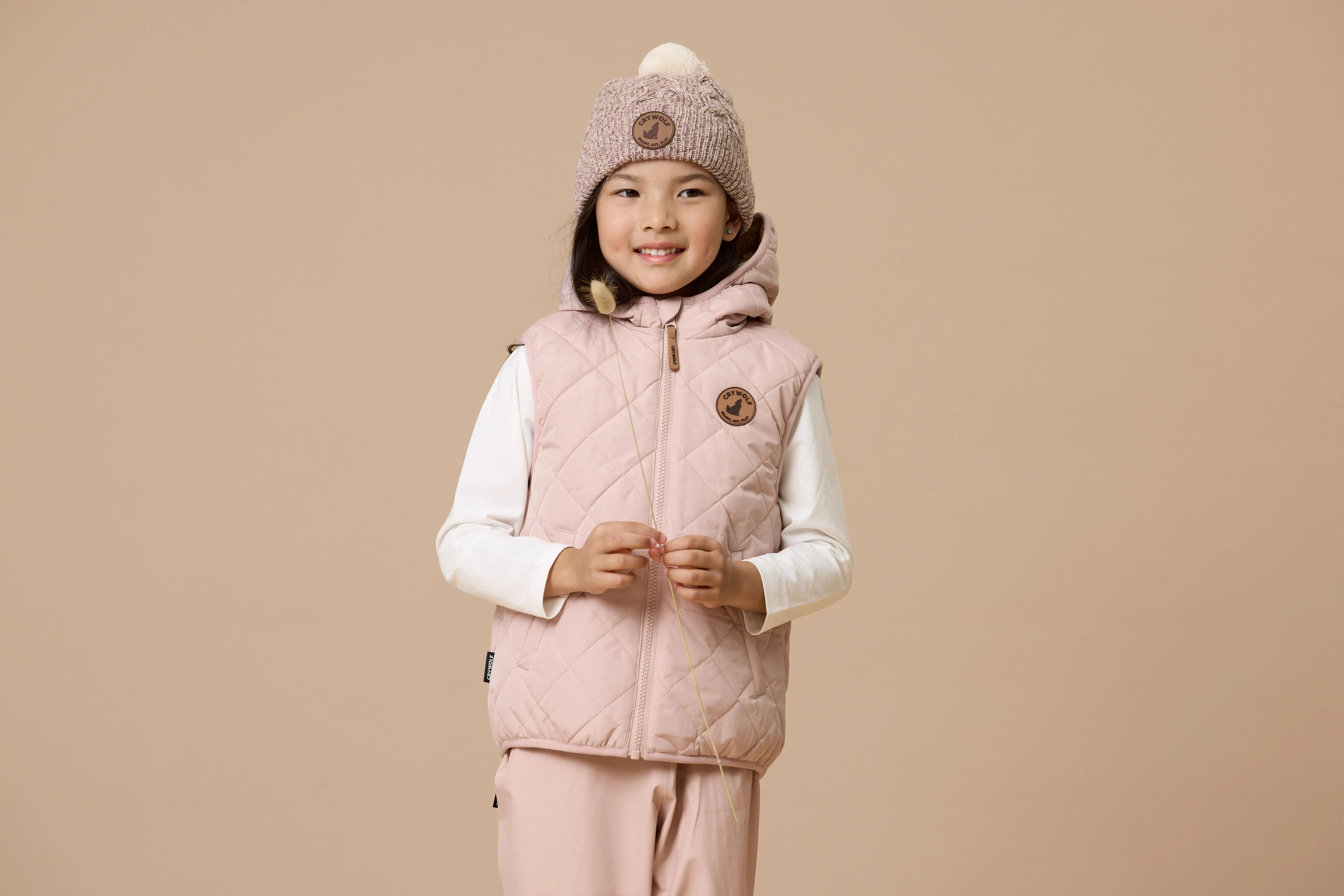Crywolf Reversible Yeti Vest - Blush/Camel