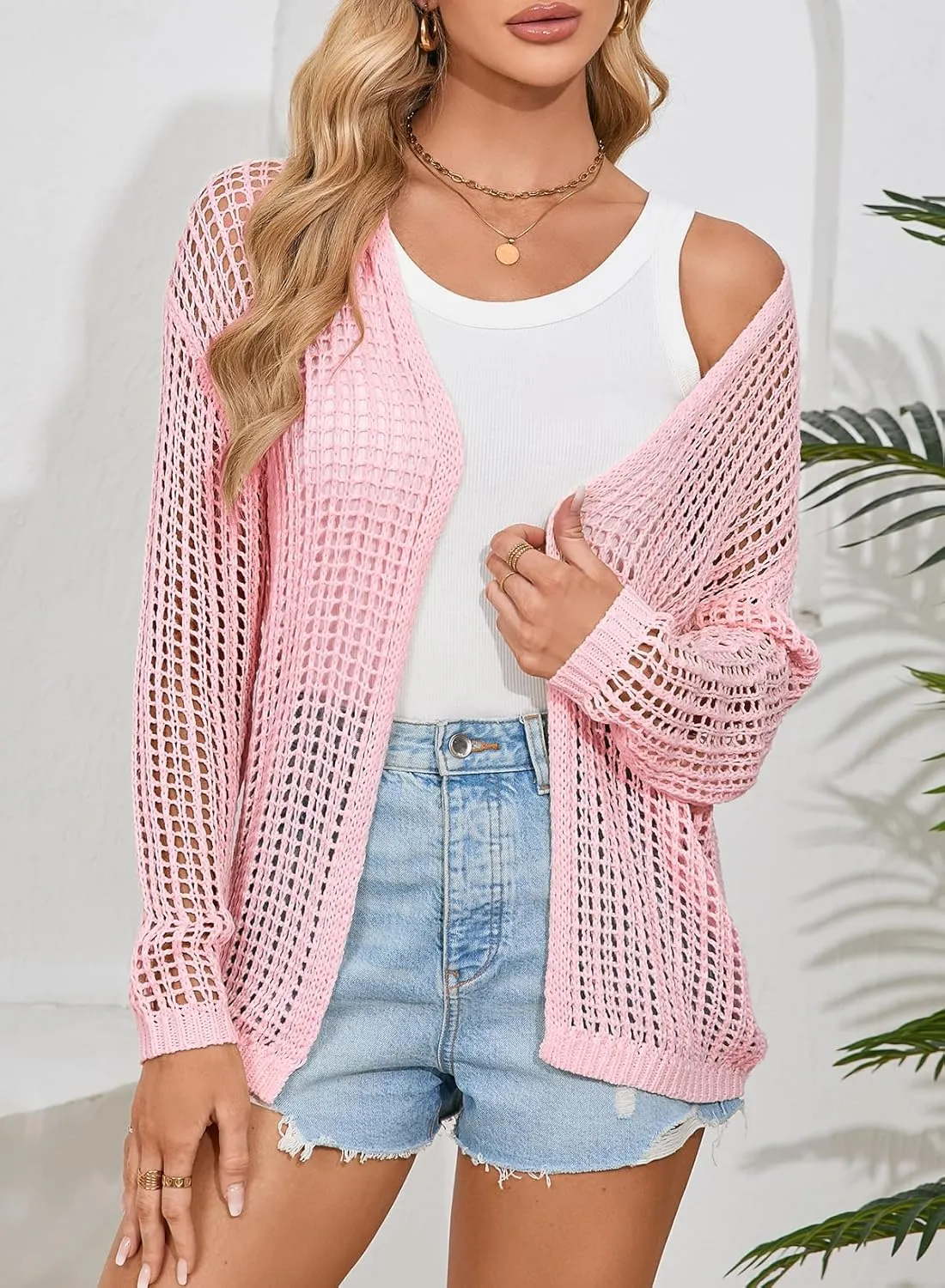 Dokotoo Womens Crochet Cardigan Sweater Boho Cover-ups Oversized Open Front Tunic Summer Outwear