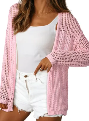 Dokotoo Womens Crochet Cardigan Sweater Boho Cover-ups Oversized Open Front Tunic Summer Outwear