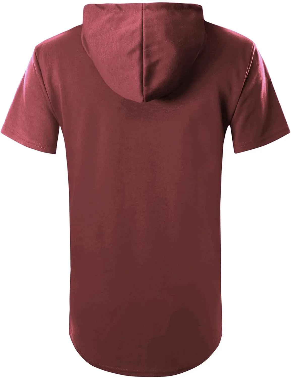 GIVON Men's Short Sleeve Pullover Hoodie Hipster Longline Hooded Shirt Lightweight Cotton Blend Casual Streetwear