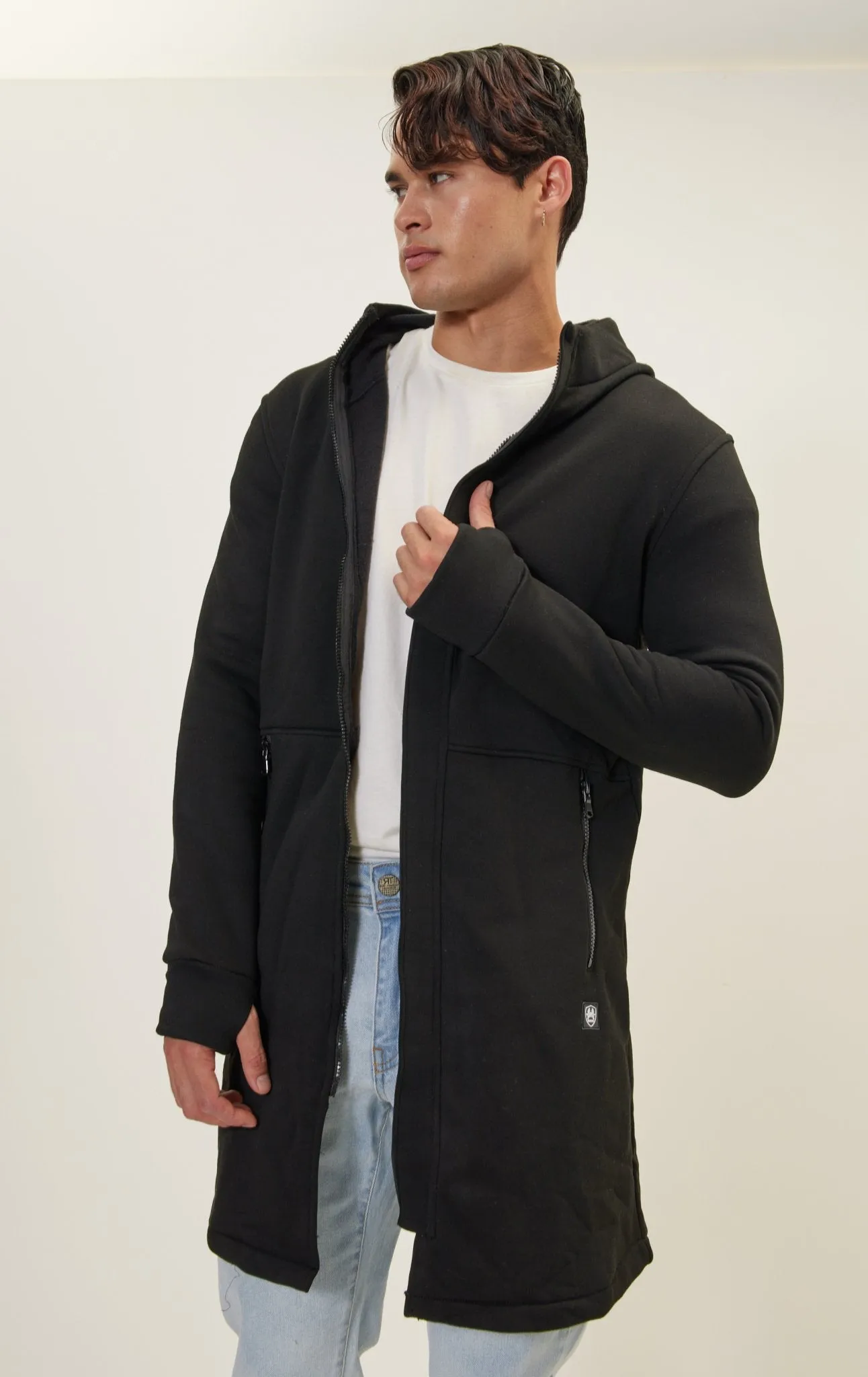 Hooded Longline Jacket - Black