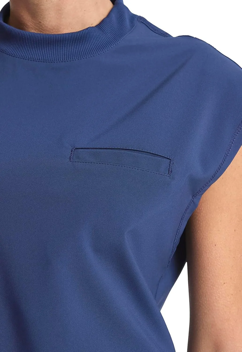 Infinity Mock Neck Top for Women with 4 Pockets, Dolman Sleeves, and Rib-Knit Back Panel - Stylish Medical Top CK742A