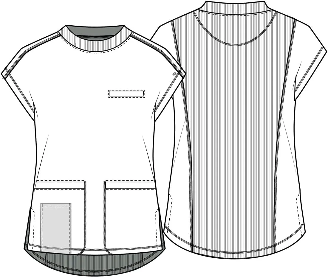 Infinity Mock Neck Top for Women with 4 Pockets, Dolman Sleeves, and Rib-Knit Back Panel - Stylish Medical Top CK742A