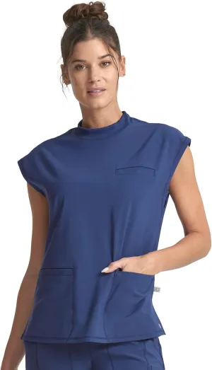 Infinity Mock Neck Top for Women with 4 Pockets, Dolman Sleeves, and Rib-Knit Back Panel - Stylish Medical Top CK742A