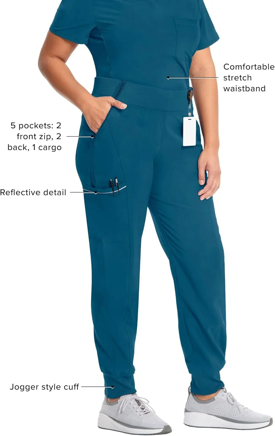 Infinity Women's Scrub Jogger Pants Mid Rise Bottoms with 5 Pockets, Moisture Wicking & 360 Stretch Fabric - CK110A