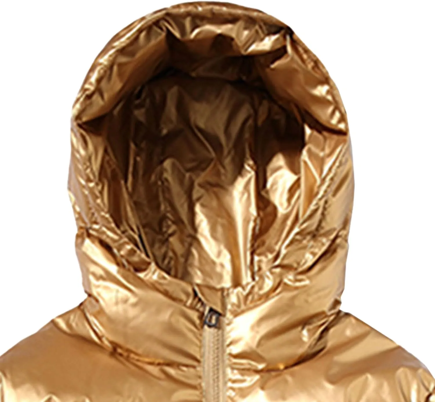 Maiyifu-GJ Men's Metallic Hooded Puffer Jacket Winter Warm Down Jackets Full Zip Alternative Quilted Padded Coat