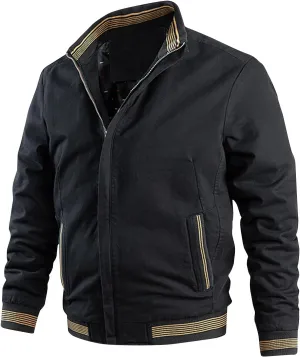 Men Bomber Jacket,Casual Fleece Lined Jacket Men Fall Winter Warm Full Zip Lightweight Jacket Outwear with Pockets