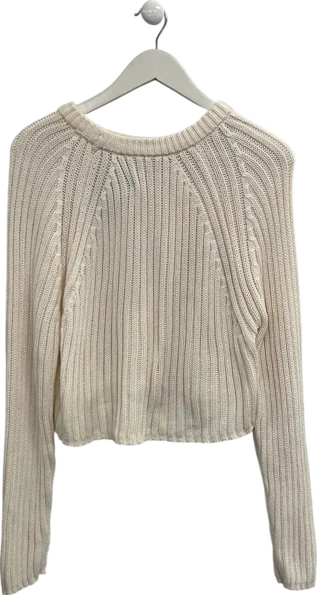 Miss Selfridge Cream Ribbed Knit Jumper UK 12