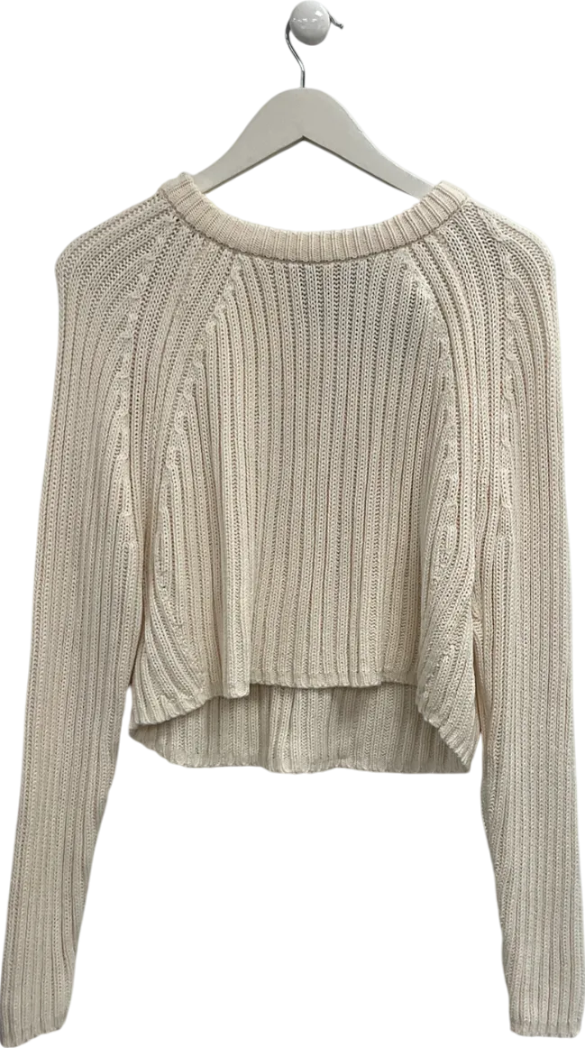 Miss Selfridge Cream Ribbed Knit Jumper UK 12