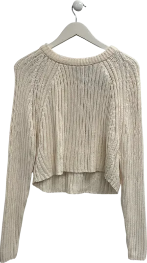 Miss Selfridge Cream Ribbed Knit Jumper UK 12