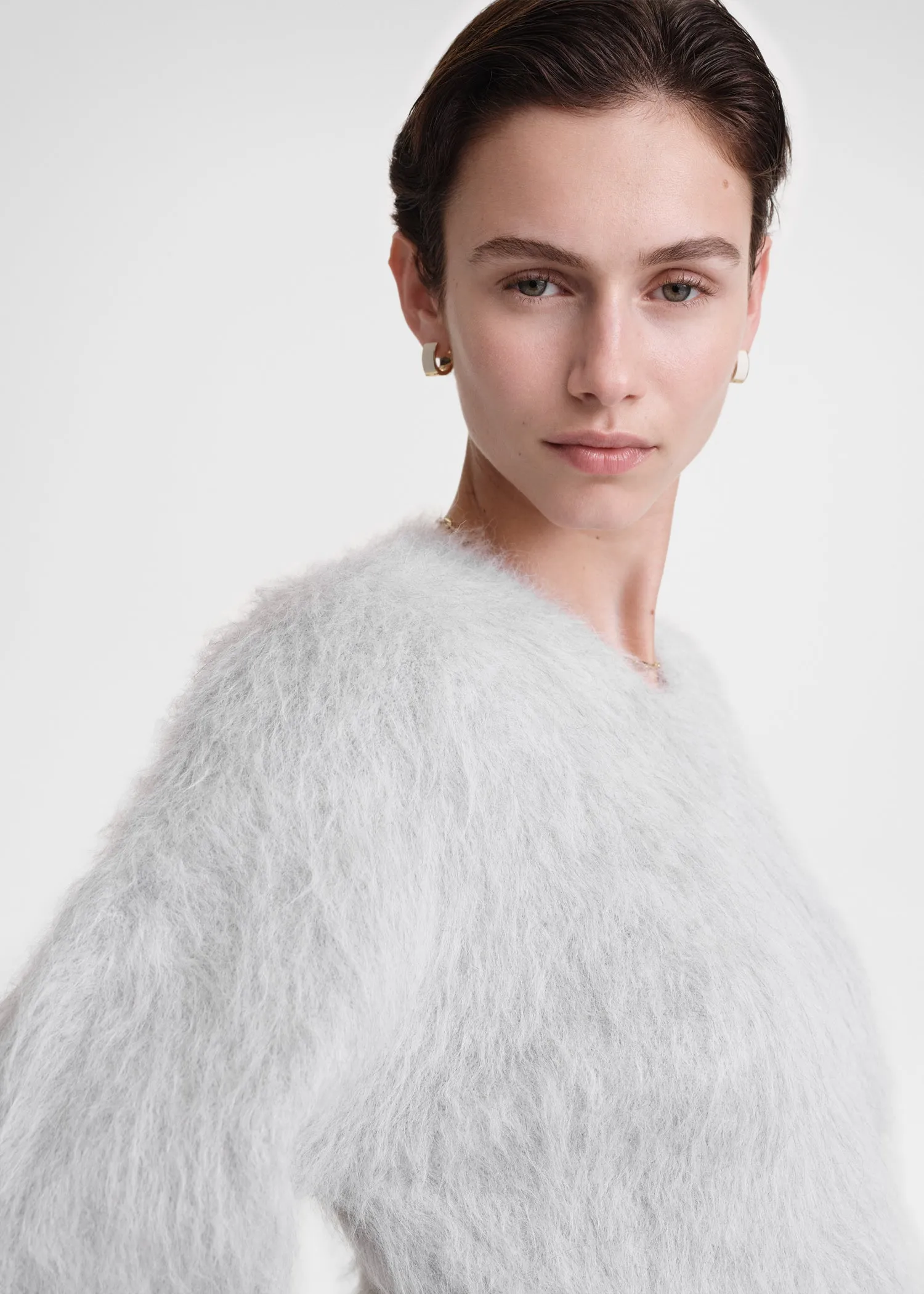 Petite alpaca-blend knit light grey melange