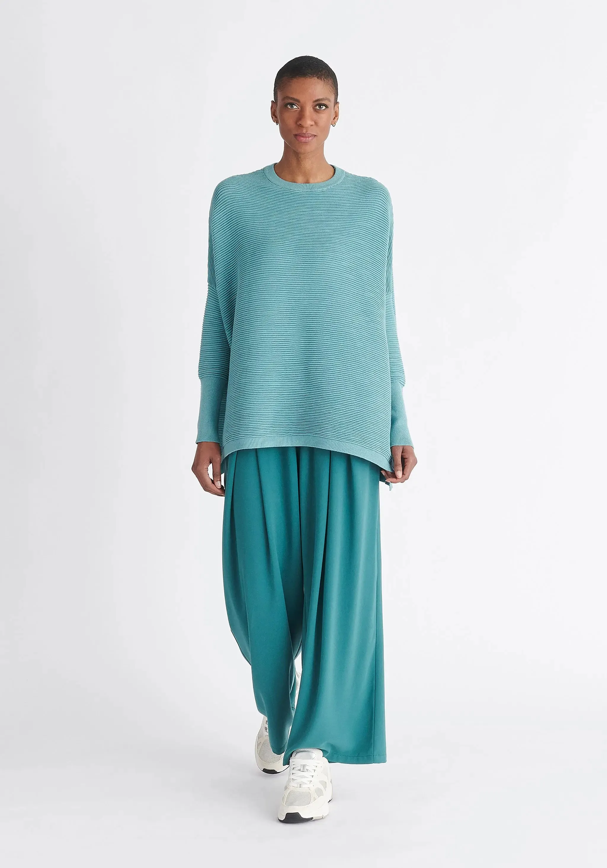 Teal Paisie Ribbed Jumper