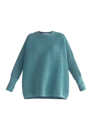 Teal Paisie Ribbed Jumper
