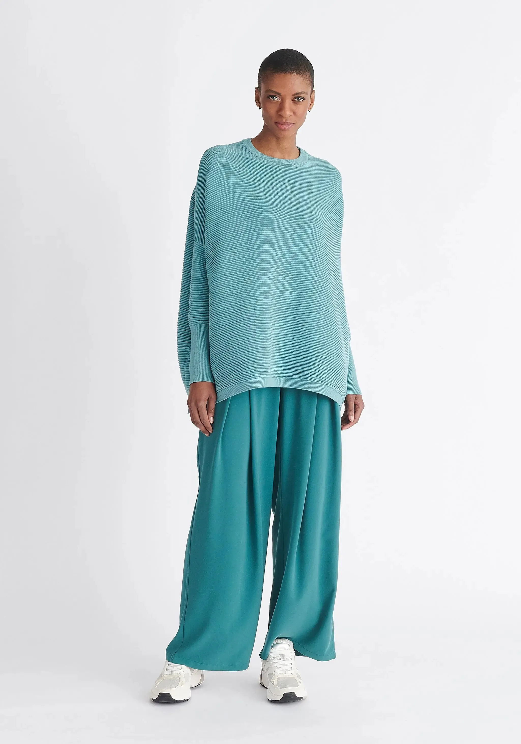 Teal Paisie Ribbed Jumper