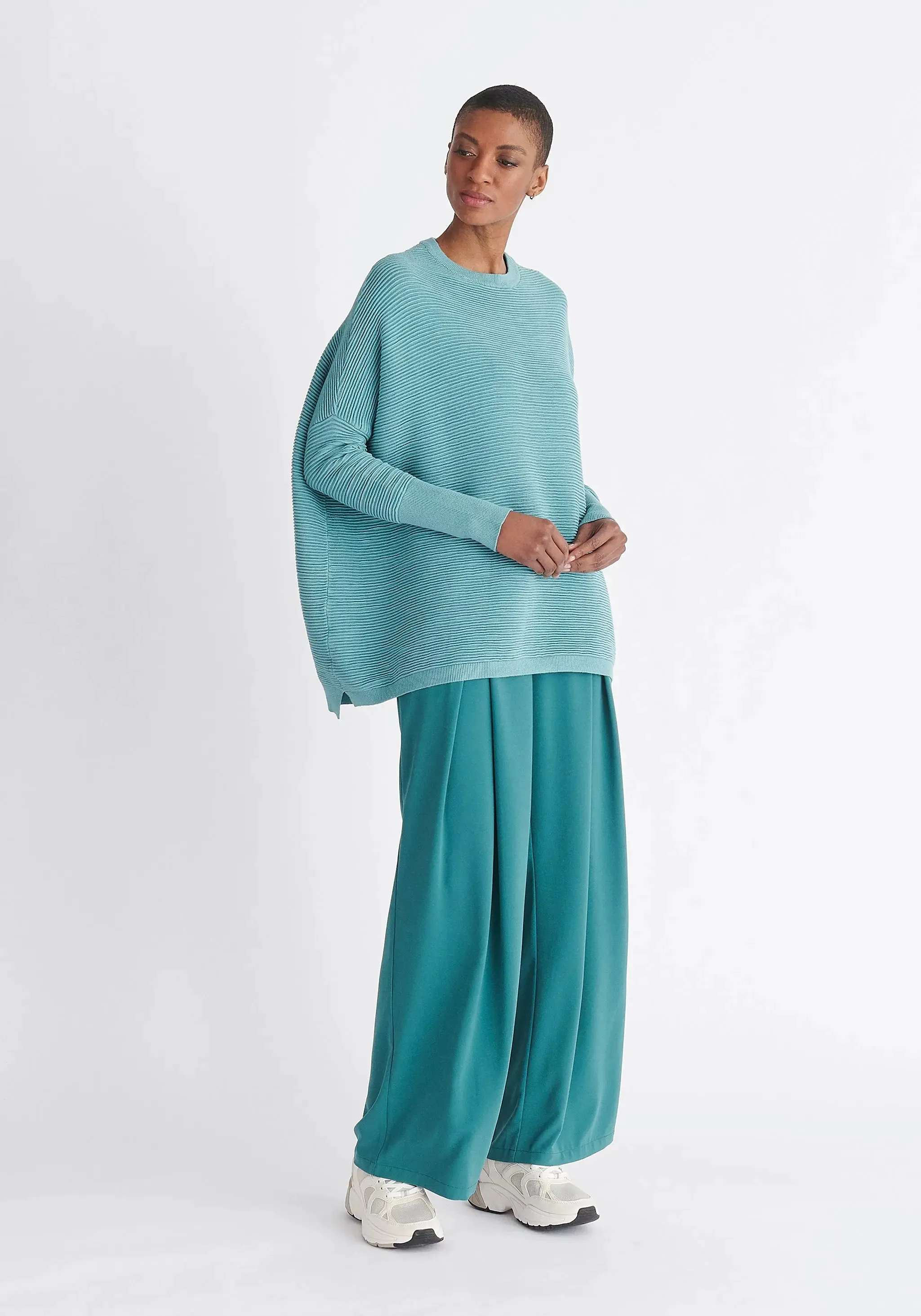 Teal Paisie Ribbed Jumper