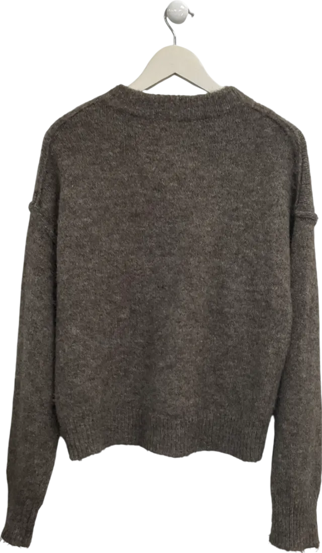 Topshop Brown Oversized Wool Blend Cardigan UK XS