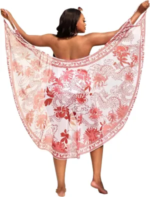 Verdusa Women's Plus Size Sarong Wraps Floral Bathing Suit Cover Up Asymmetrical Sleeveless Dress
