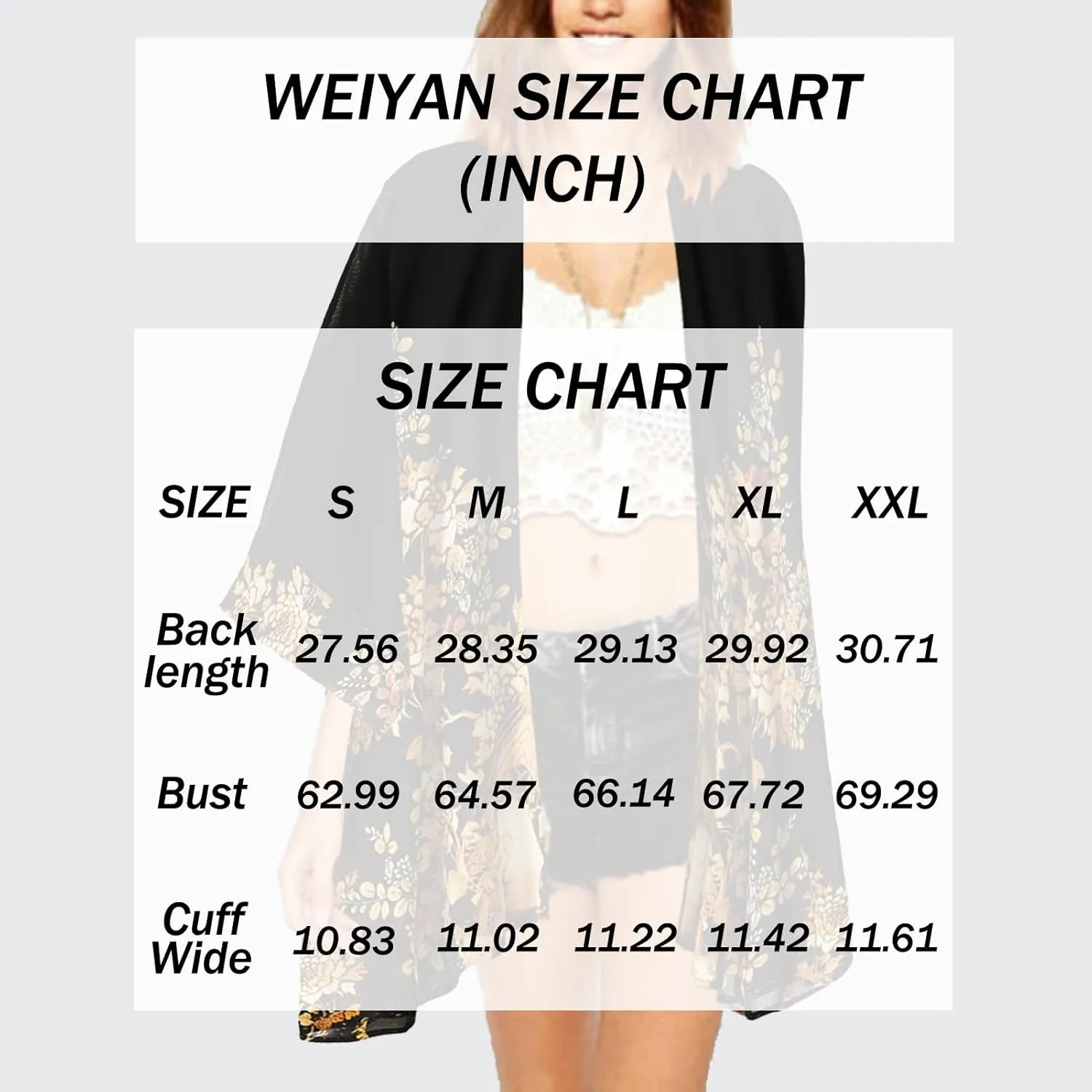 WEIYAN Women's Tops Loose Chiffon Kimono Cardigan Beach Swim Cover up Blouse