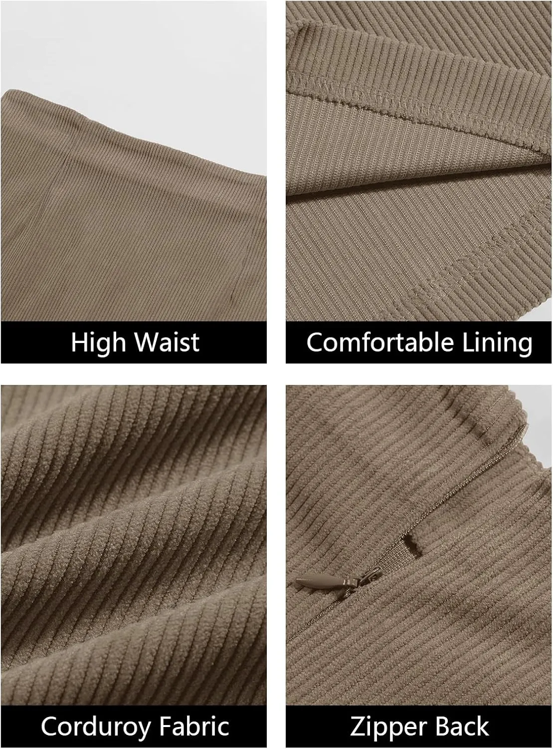 Wenrine Womens Mini Skirt High Waisted Basic Casual A-line Short Pencil Corduroy Skirts