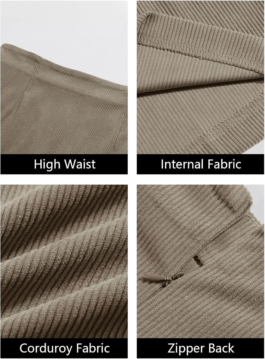 Wenrine Womens Mini Skirt High Waisted Basic Casual A-line Short Pencil Corduroy Skirts