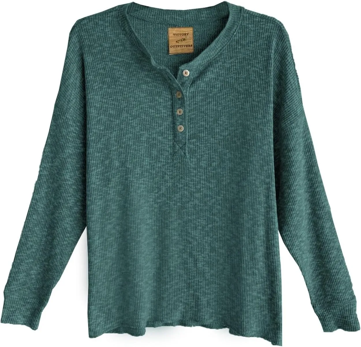 Women's Long Sleeve Texture Thermal Henley